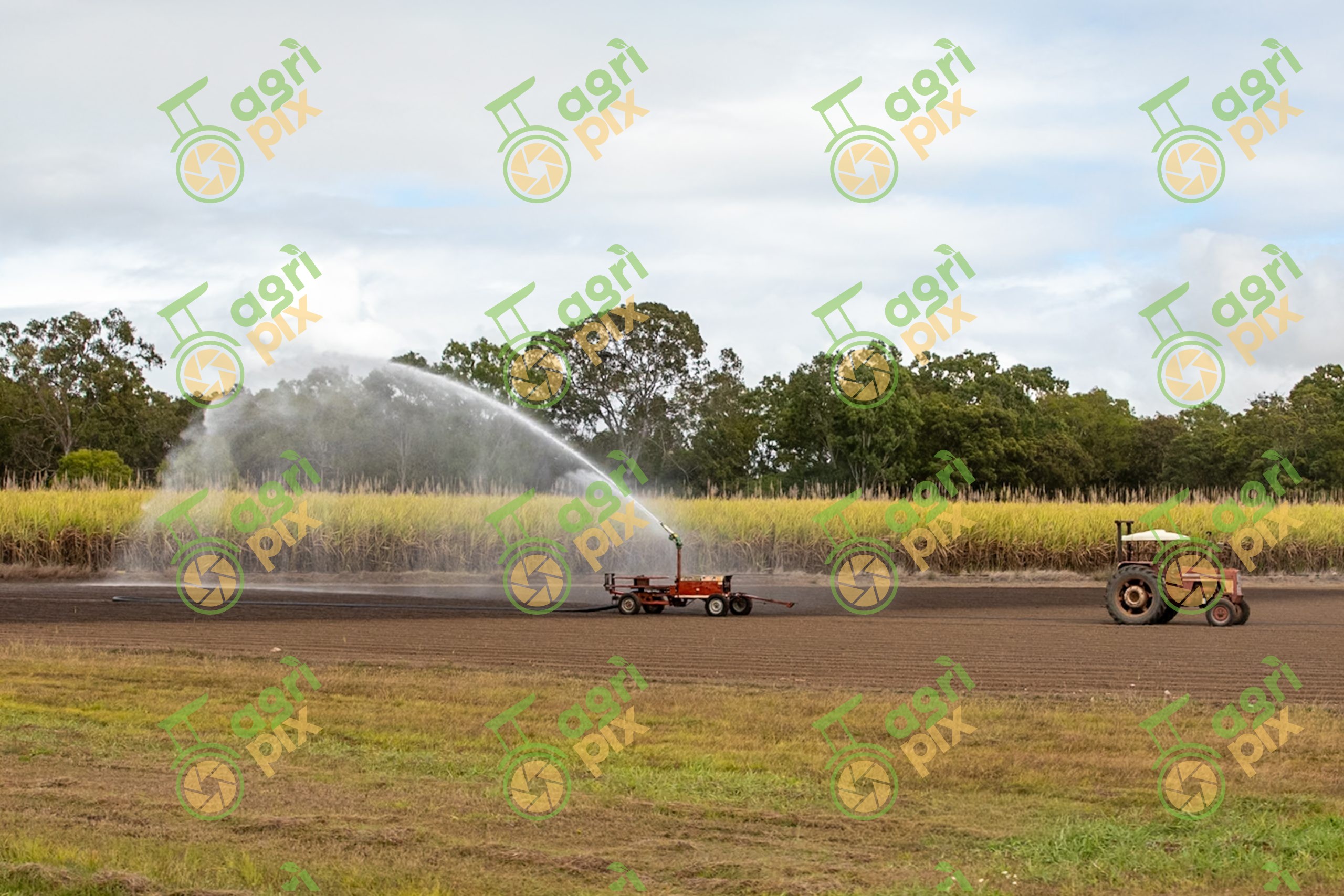 Mobile Irrigation System Watering Sugarcane Farm at Home Hill, Queensland